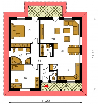 Mirror image | Floor plan of ground floor - BUNGALOW 36